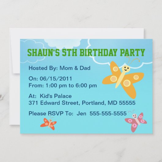 かわいいカスタムな子猫の子供の誕生日のパーティの招待状 招待状 (裏面)