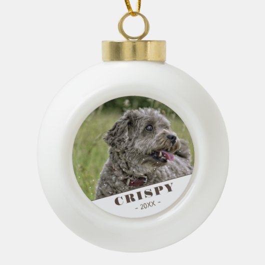 かわいいカスタムのペットドッグの写パーソナライズされた真 セラミックボールオーナメント (正面)