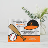 かわいいカスタムの誕生日パーティーオレンジ&ブラック 招待状 (スタンド正面)