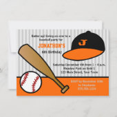 かわいいカスタムの誕生日パーティーオレンジ&ブラック 招待状 (正面)