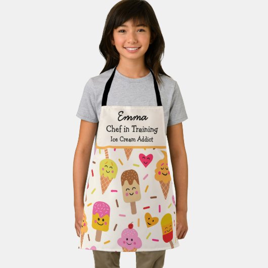 かわいいカスタムアイスクリーム棒つきキャンデーシェフのトレーニング エプロン (インサイチュ)