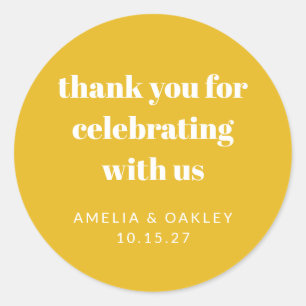 かわいいカスタムイエローカップルのシャワーありがとう ラウンドシール