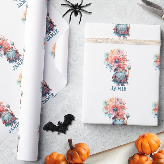 かわいいカスタムウィザードトリックまたはハロウィーンキャンディを治療 ラッピングペーパー
