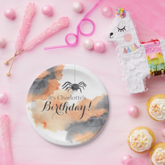 かわいいカスタムウォーターカラーハロウィーン誕生日 ペーパープレート (パーティー)