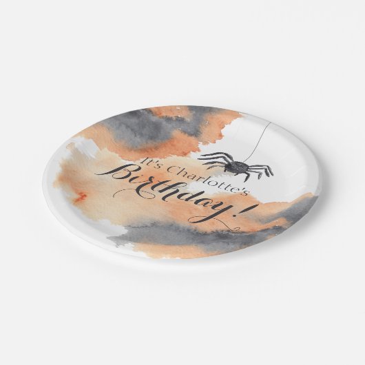 かわいいカスタムウォーターカラーハロウィーン誕生日 ペーパープレート (アングル)
