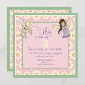 かわいいカスタムエンジェルフェアリー誕生日パーティー招待状 招待状 (正面/裏面)