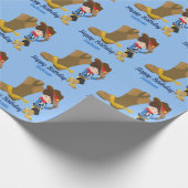 かわいいカスタムカウボーイキッズブルーハッピーバースデー ラッピングペーパー (角)