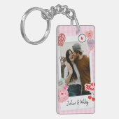 かわいいカスタムカップルの写真と文字プレゼント キーホルダー (正面左)
