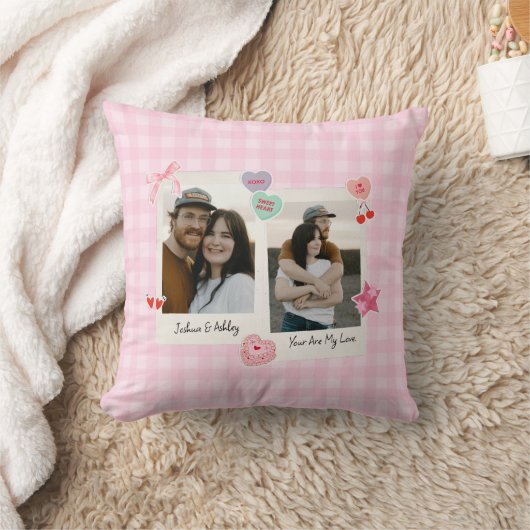 かわいいカスタムカップルの写真と文字プレゼント クッション (ブランケット)