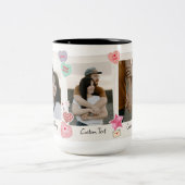 かわいいカスタムカップルの写真と文字プレゼント ツートーンマグカップ (中央)