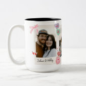 かわいいカスタムカップルの写真と文字プレゼント ツートーンマグカップ (左)