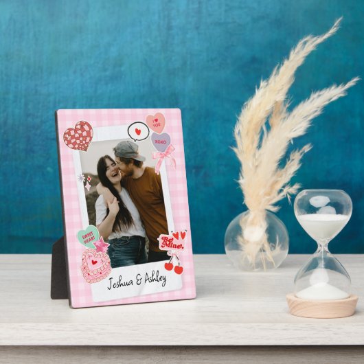 かわいいカスタムカップルの写真と文字プレゼント フォトプラーク (側面)