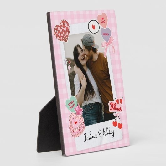かわいいカスタムカップルの写真と文字プレゼント フォトプラーク (側面)