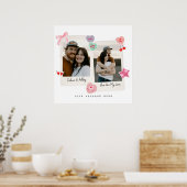 かわいいカスタムカップルの写真と文字プレゼント ポスター (キッチン)