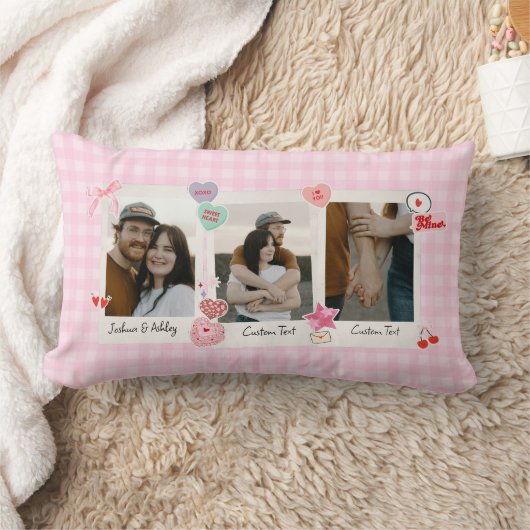 かわいいカスタムカップルの写真と文字プレゼント ランバークッション (ブランケット)