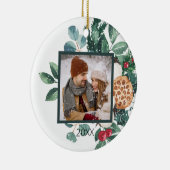 かわいいカスタムカップル初めてのクリスマス セラミックオーナメント (右)