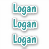 かわいいカスタムキッズシンプルタイポグラフィティール(緑がかった色)名 シール (正面)