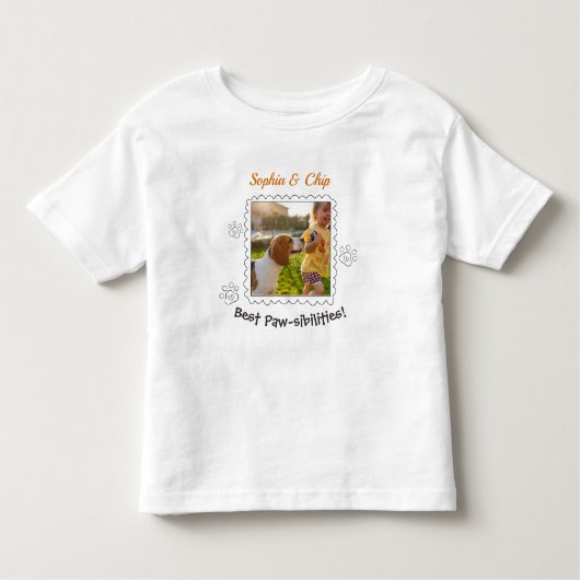 かわいいカスタムキッドペットフォトフレーム名文字 トドラーTシャツ (正面)