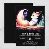 かわいいカスタムキツネ誕生日デジタル 招待状 (正面/裏面)