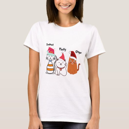 かわいいカスタムキティ猫クリスマス Tシャツ (正面)