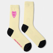 かわいいカスタムキャンディハートバレンタインデーピンクイエロー ソックス (右)