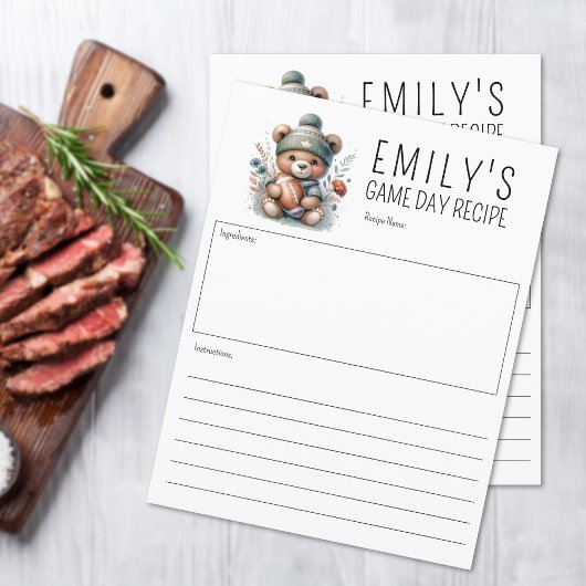 かわいいカスタムクマレシピ8.5x11カード