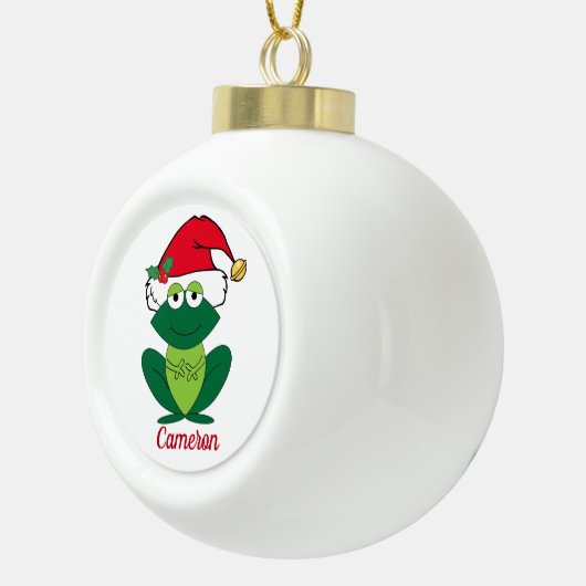 かわいいカスタムクリスマスカエル セラミックボールオーナメント (右)