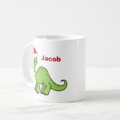 かわいいカスタムクリスマスキッズ恐竜サンタ コーヒーマグカップ (正面左)
