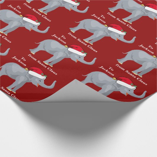 かわいいカスタムクリスマスゾウ ラッピングペーパー (角)