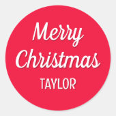 かわいいカスタムクリスマスタイポグラフィ赤 ラウンドシール (正面)
