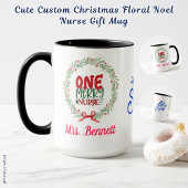 かわいいカスタムクリスマスフローラノエルナースプレゼント マグカップ