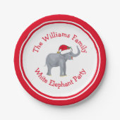 かわいいカスタムクリスマスホワイトエレファントパーティー ペーパープレート (正面)