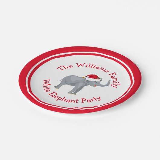 かわいいカスタムクリスマスホワイトエレファントパーティー ペーパープレート (アングル)