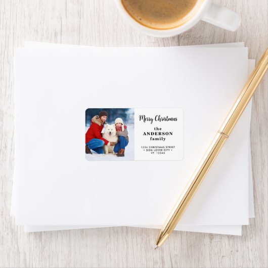 かわいいカスタムクリスマス写真モダン差出人住所 ラベル (インサイチュ)