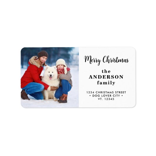 かわいいカスタムクリスマス写真モダン差出人住所 ラベル (正面)