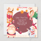 かわいいカスタムクリスマス マグネット招待状 (正面)