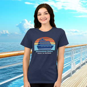 かわいいカスタムクルーズ船日没の旅の女性 トライブレンドTシャツ