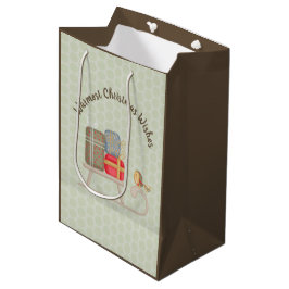 かわいいカスタムグリーティングノルディッククリスマススレッド ミディアムペーパーバッグ