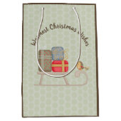 かわいいカスタムグリーティングノルディッククリスマススレッド ミディアムペーパーバッグ (正面)