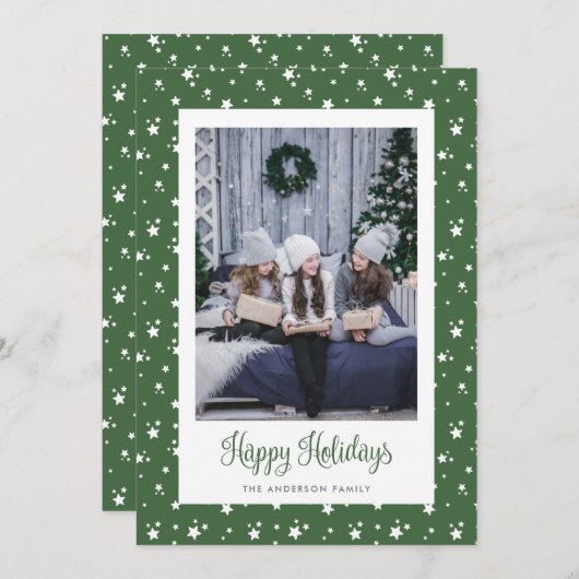 かわいいカスタムグリーンスターズ写真 シーズンカード (正面/裏面)