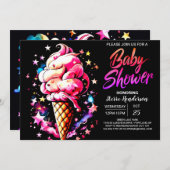 かわいいカスタムコーンブリスベビーシャワー 招待状 (正面/裏面)