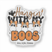 かわいいカスタムゴースト – ハロウィンでブーたちと一緒 シール (正面)