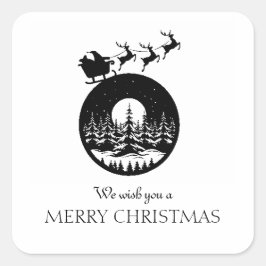 かわいいカスタムサンタのスレーとツリーのクリスマス スクエアシール
