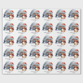 かわいいカスタムサンタハットペンギン雪キッズクリスマス ラッピングペーパー (フラット)