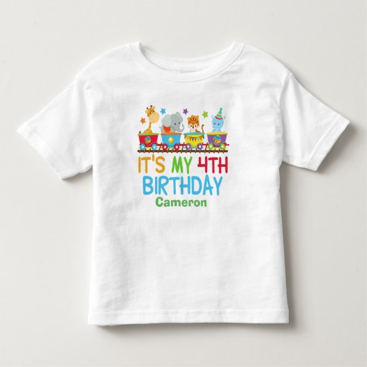 かわいいカスタムサーカス動物トレイン4歳の誕生日 トドラーTシャツ (正面)