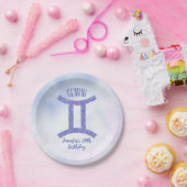 かわいいカスタムジェミニサインパープルバースデーパーティー ペーパープレート (パーティー)