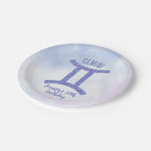 かわいいカスタムジェミニサインパープルバースデーパーティー ペーパープレート (アングル)