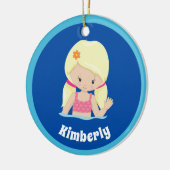 かわいいカスタムスイムチームブロンドガールクリスマス セラミックオーナメント (左)