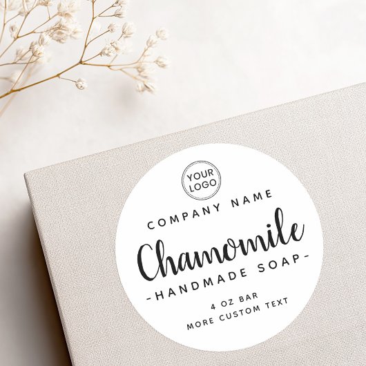 かわいいカスタムスクリプトのロゴの白い製品ラベル ラウンドシール