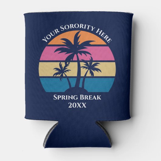 かわいいカスタムソロリティスプリングブレークビーチパーティーブルー 缶クーラー (正面)